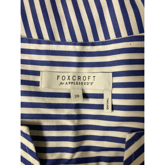 Foxcroft Blue White Stripe V Neck Tunic Blouse Size 20 Office Career Coastal - Picture 4 of 4